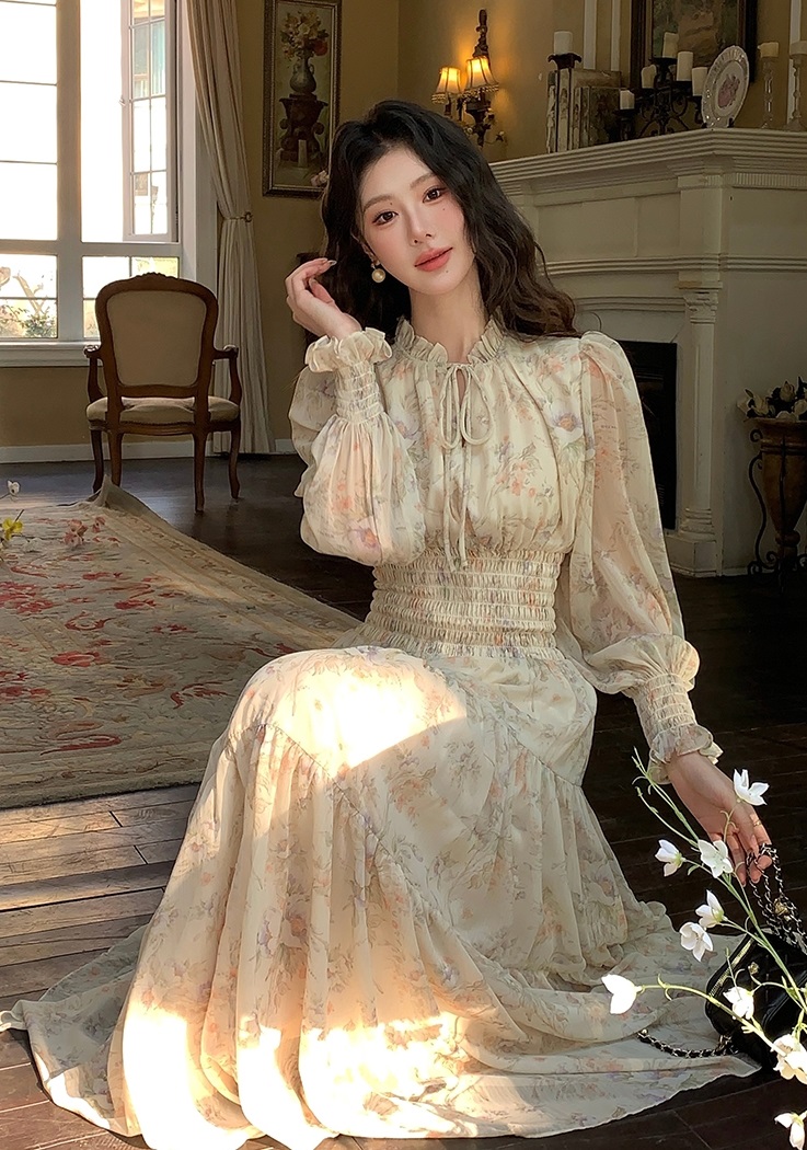花柄フリルリボンシャーリングティアードワンピース | 詳細画像8
