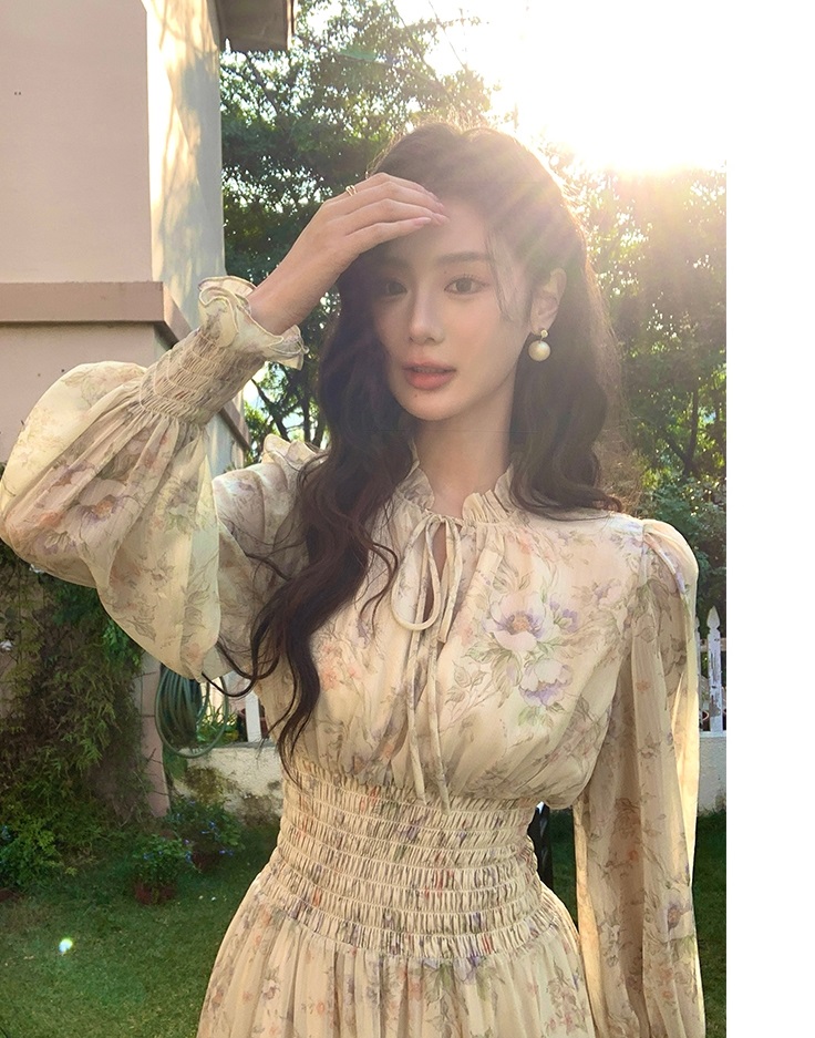 花柄フリルリボンシャーリングティアードワンピース | 詳細画像12