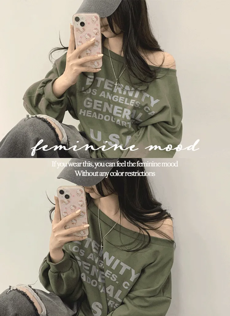 2WAYレタリングルーズTシャツ | withhuilin | 詳細画像1