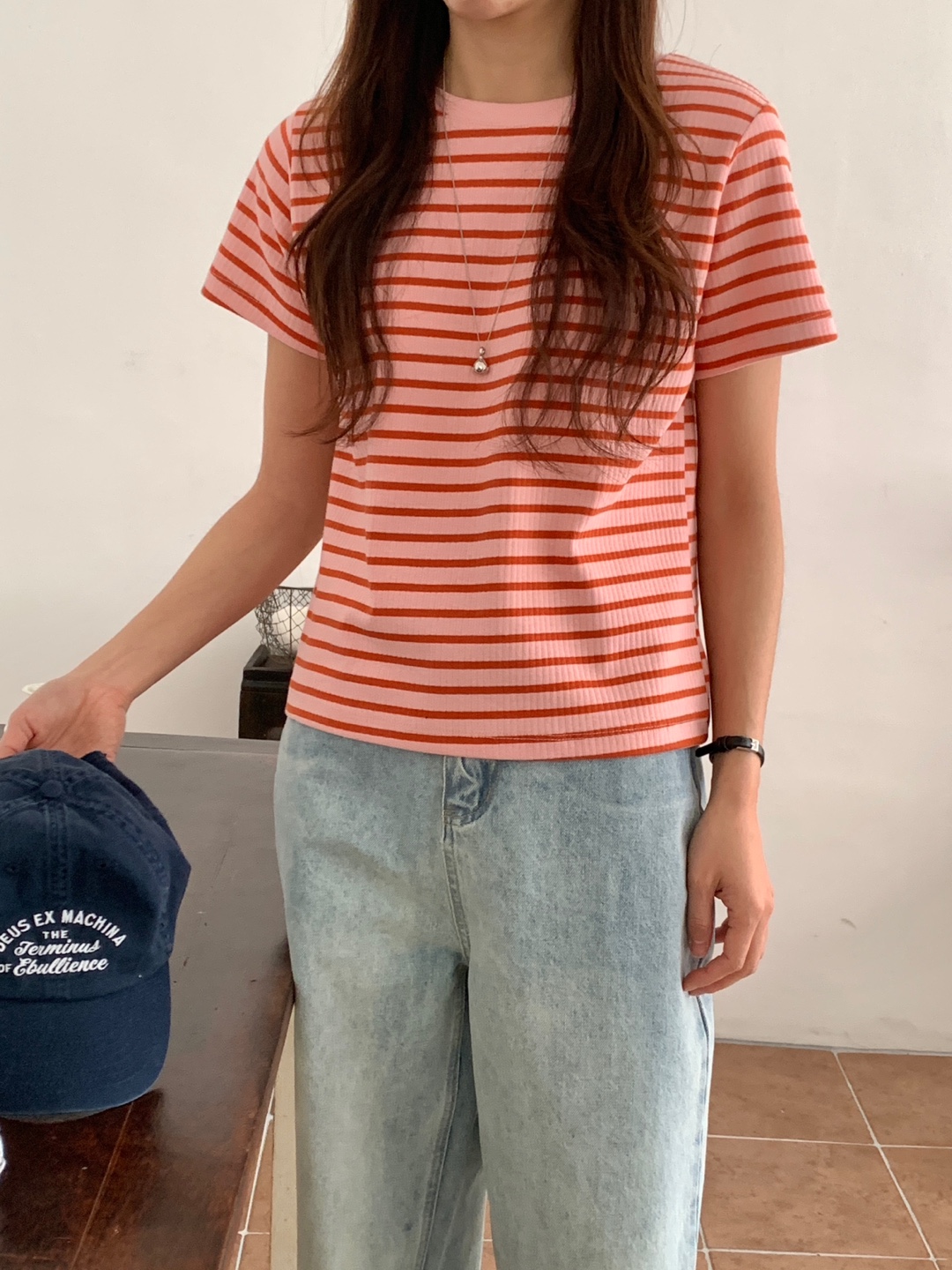 ボーダーラウンドリブ半袖Tシャツ | 詳細画像2