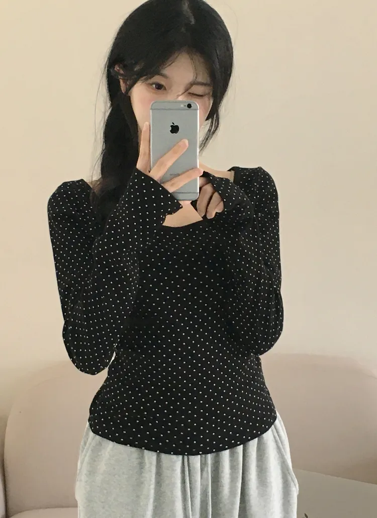 ドットスリムリブTシャツ | creamsugar | 詳細画像6