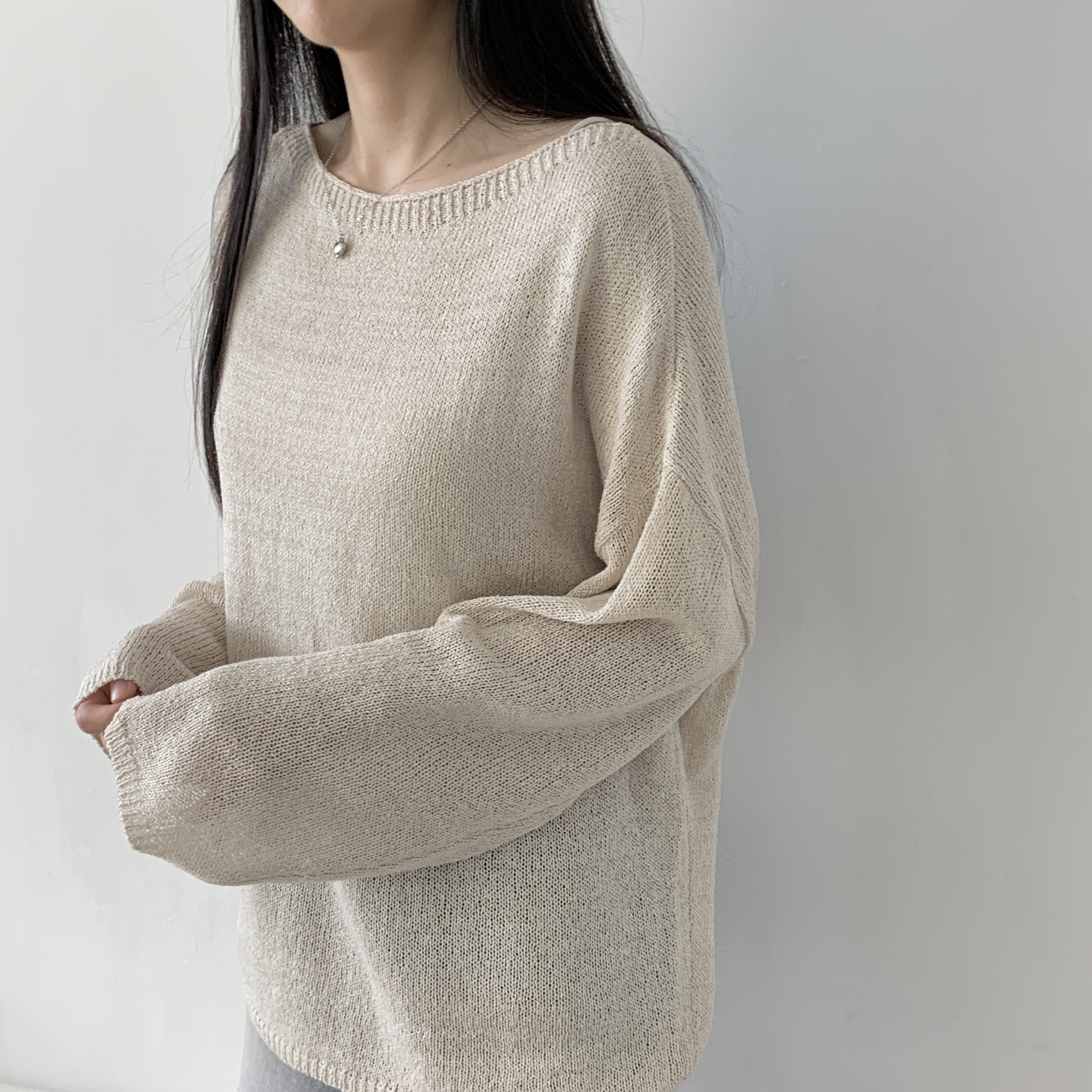 ボートネックルーズシアーニット | 詳細画像7