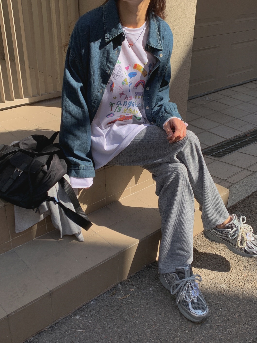 angelプリントスリットボクシーTシャツ | 詳細画像2