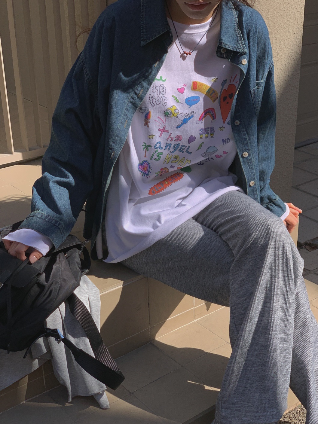 angelプリントスリットボクシーTシャツ | 詳細画像3