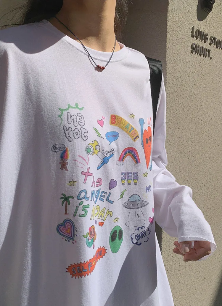 angelプリントスリットボクシーTシャツ | 詳細画像1