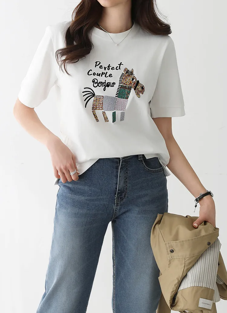 パッチホースバックゴム半袖Tシャツ | pippin | 詳細画像1