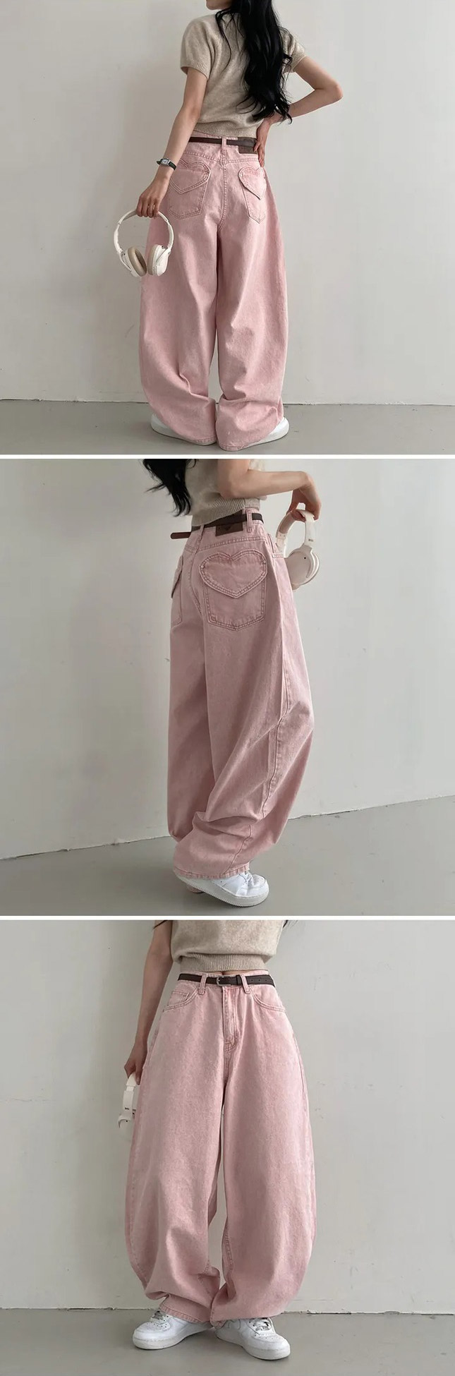 バックハートポケットピンクワイドパンツ | 詳細画像8