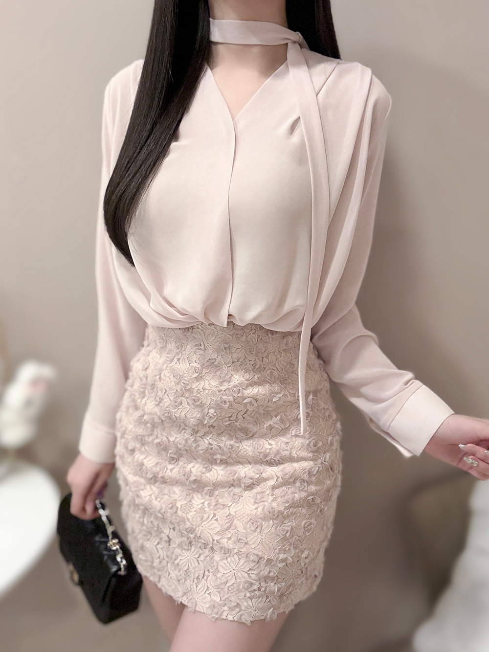 スカーフ付カシュクールシフォンブラウス | 詳細画像3