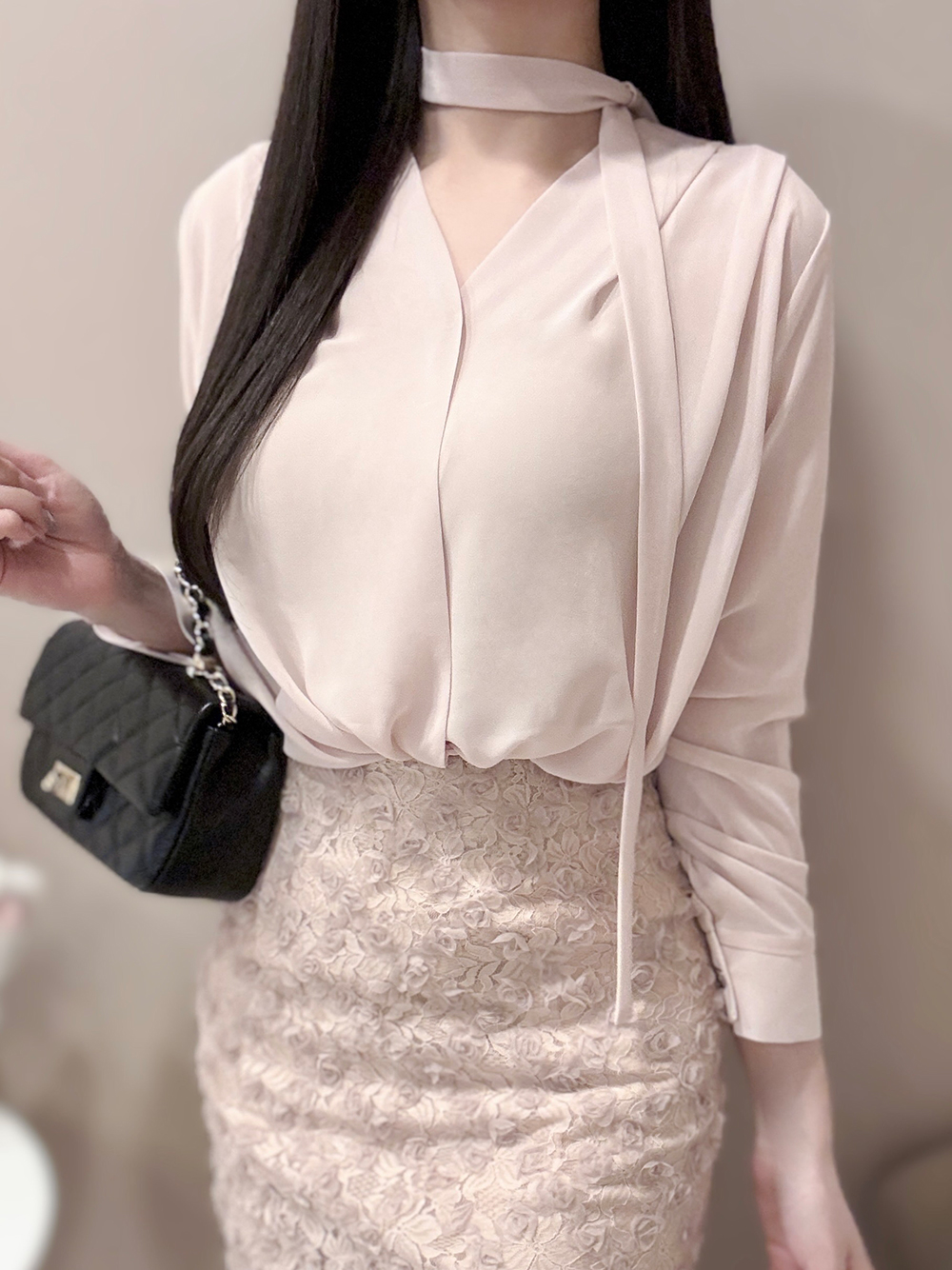 スカーフ付カシュクールシフォンブラウス | 詳細画像4