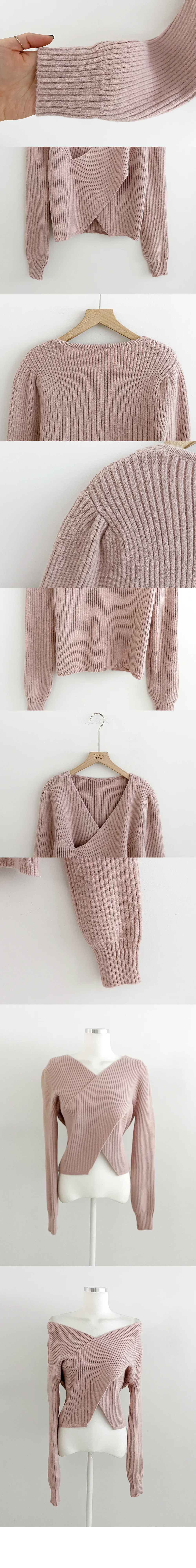 カシュクールVネックリブニット | 詳細画像13