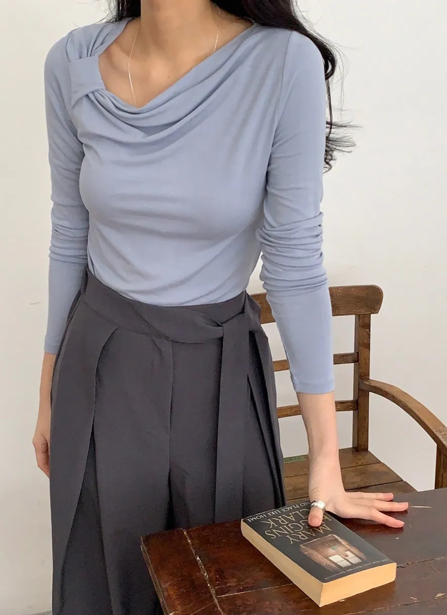 リボンドレープネックTシャツ | 詳細画像1