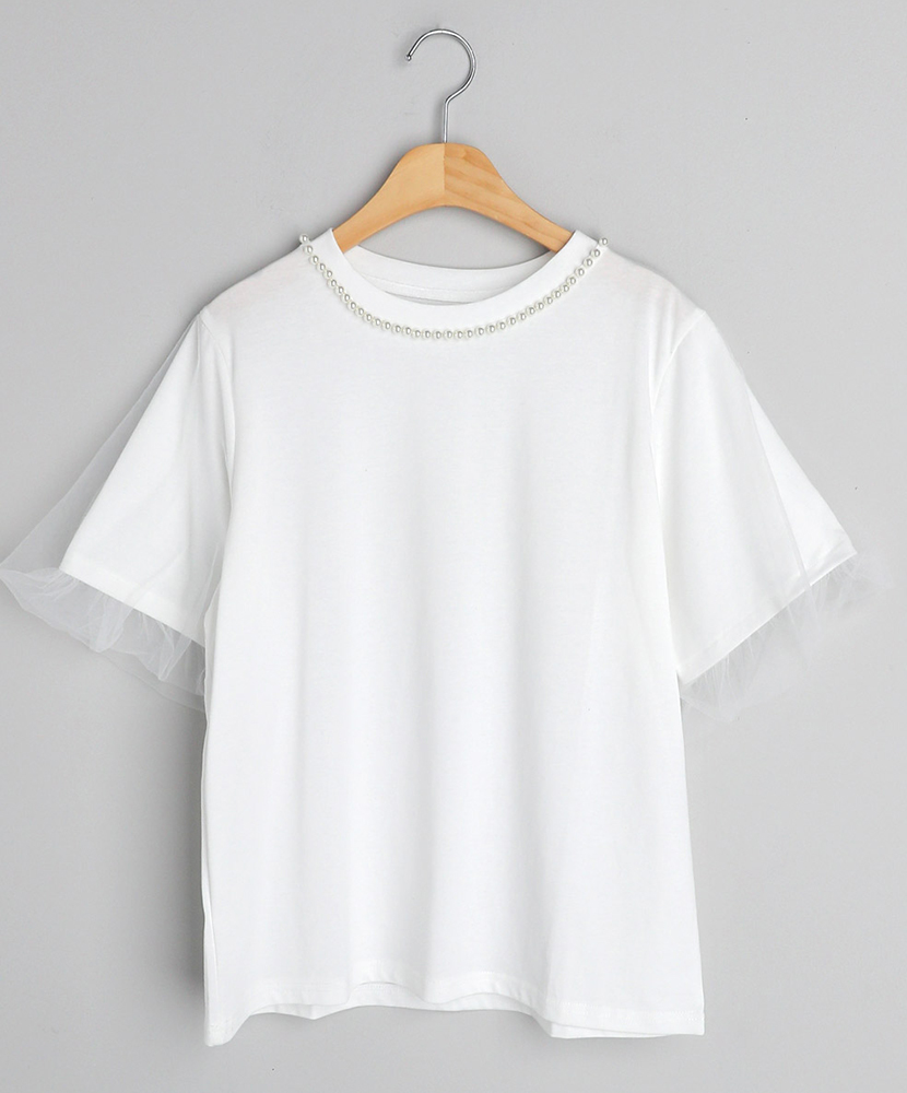 エコパールネックチュールバルーン半袖Tシャツ | 詳細画像8