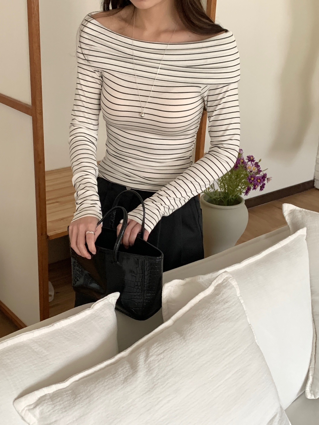 オフショルラップボーダーTシャツ | 詳細画像4