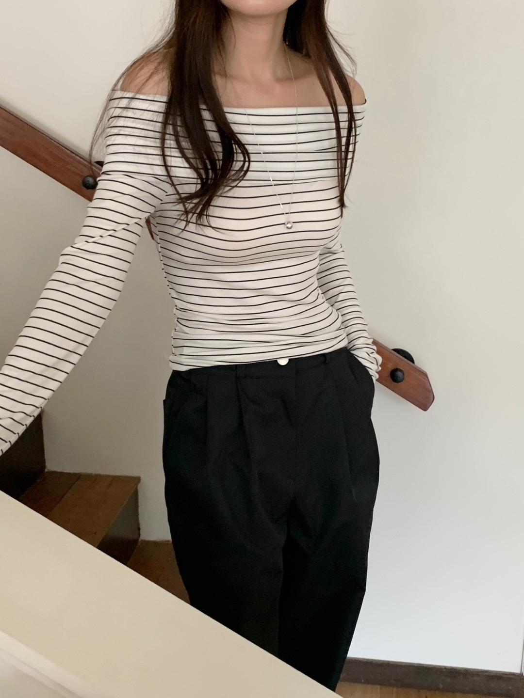 オフショルラップボーダーTシャツ | 詳細画像9