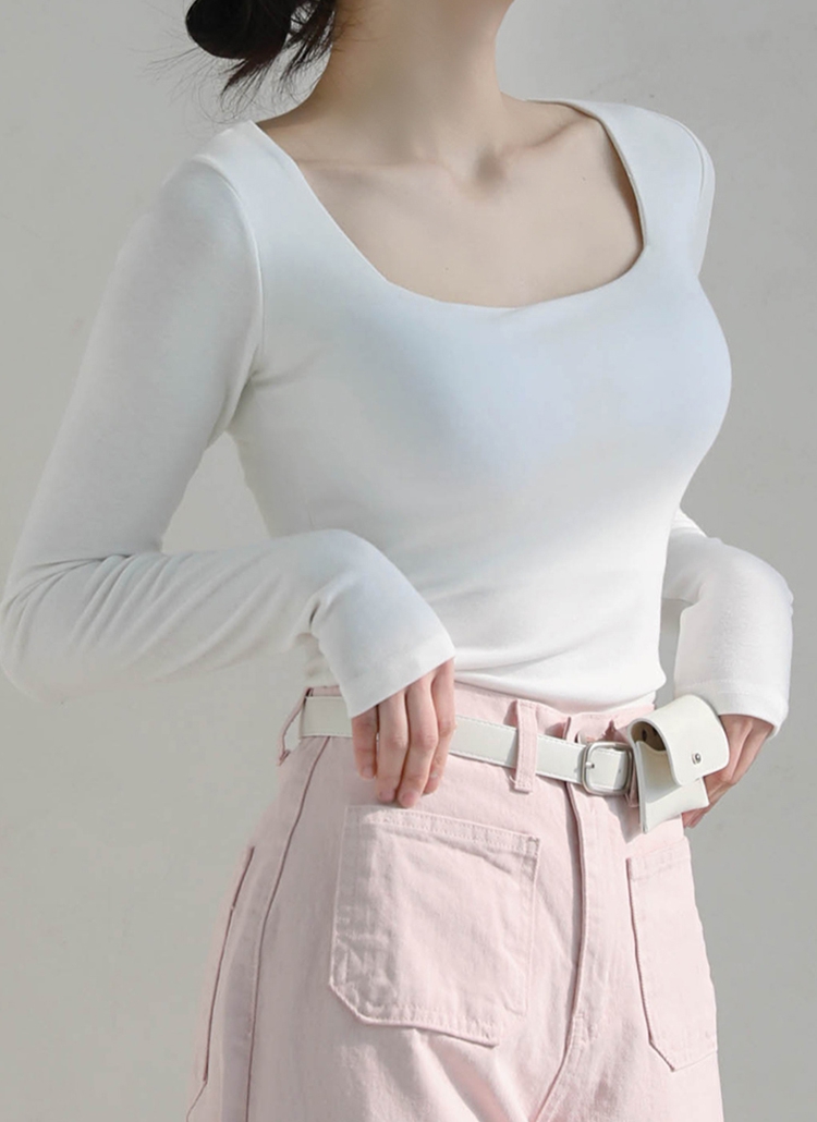 ●Mac Duggal●スクエアネック 長袖 ジャージー ガウン カップ付スクエアネック長袖Tシャツ | レディースファッション
