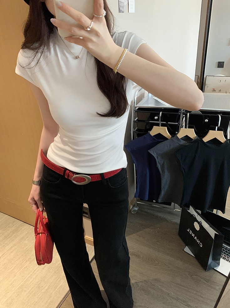 モックネックストレッチフレンチTシャツ | 詳細画像2