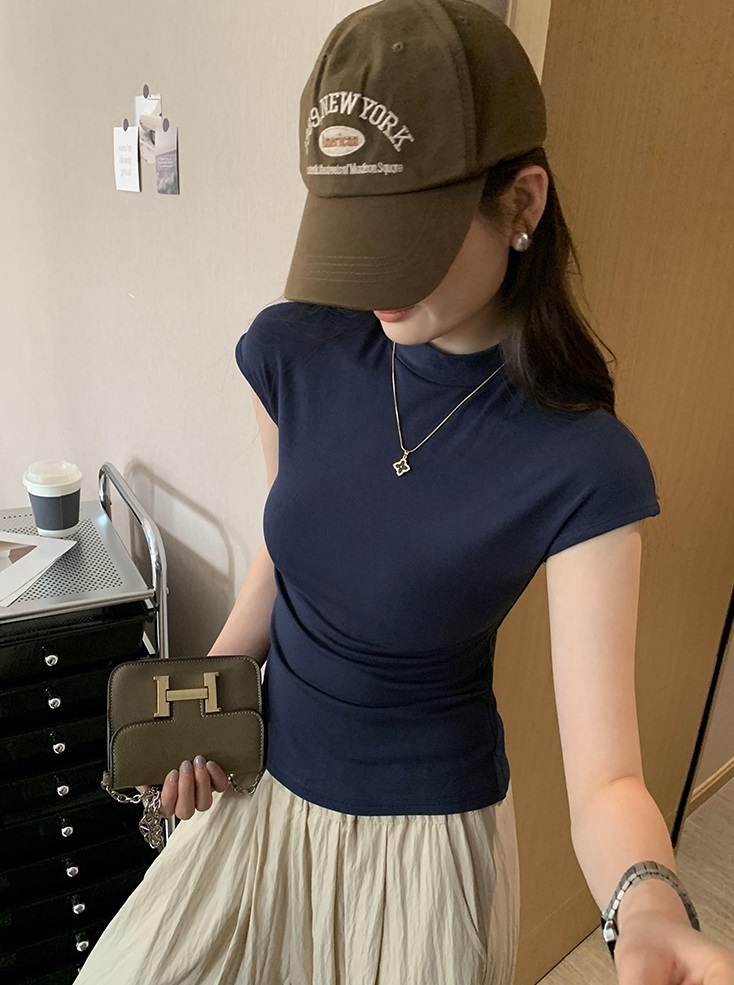 モックネックストレッチフレンチTシャツ | 詳細画像7