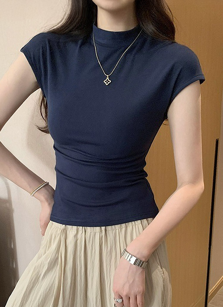 新品　テーラーメイド　モックネック　フレンチスリーブ　黒 ポンチモックネックフレンチスリーブプルオーバー | TOPS | 元町