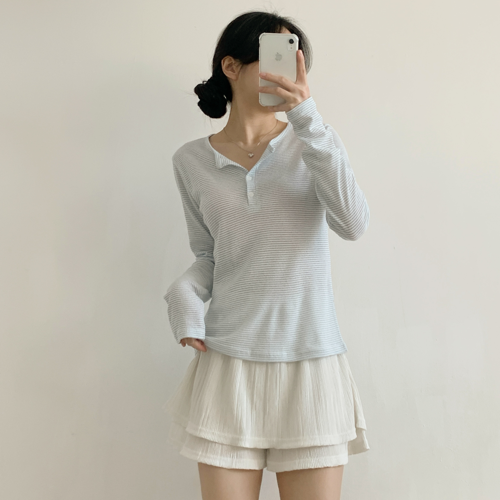 ハーフボタンボーダーリブTシャツ | 詳細画像5