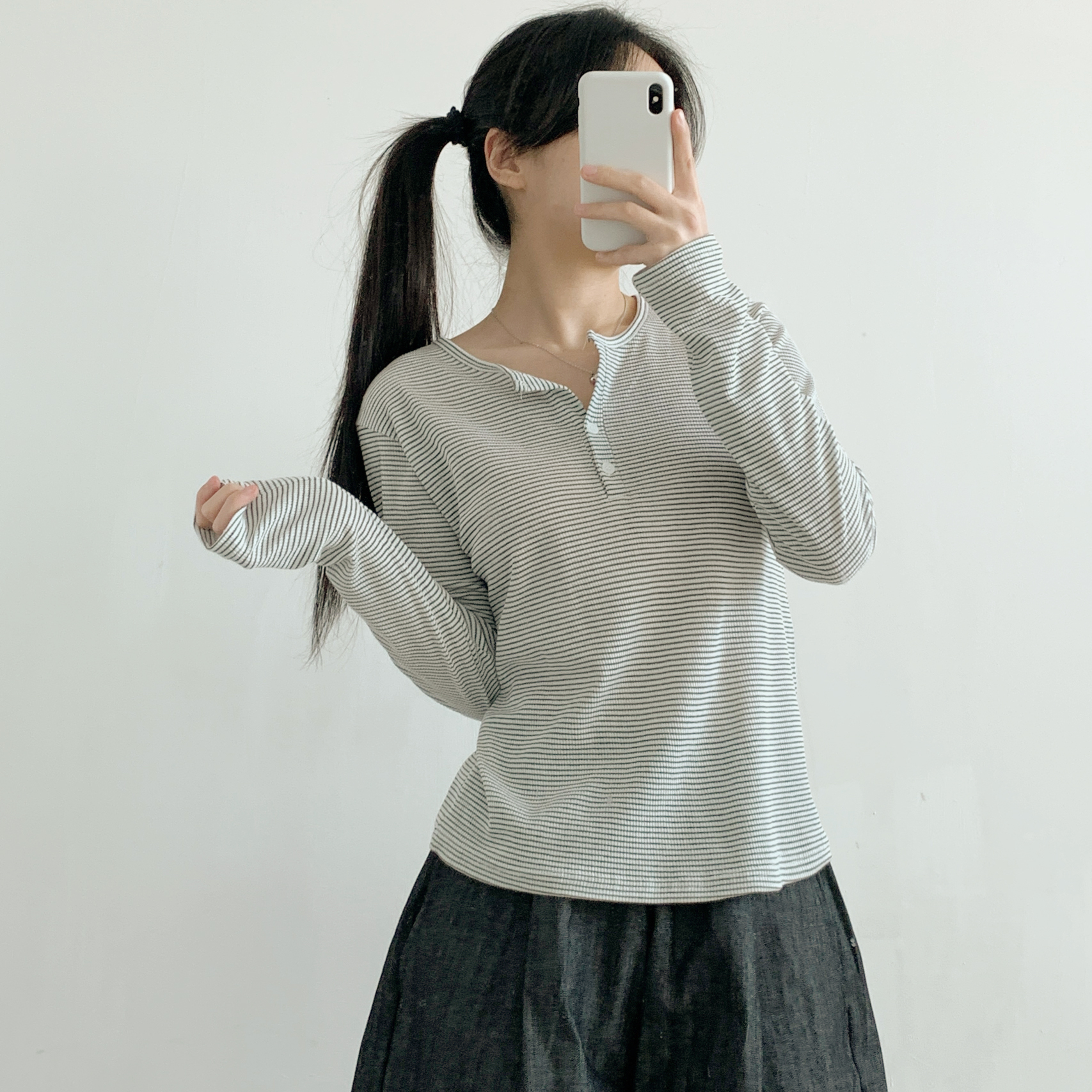ハーフボタンボーダーリブTシャツ | 詳細画像19