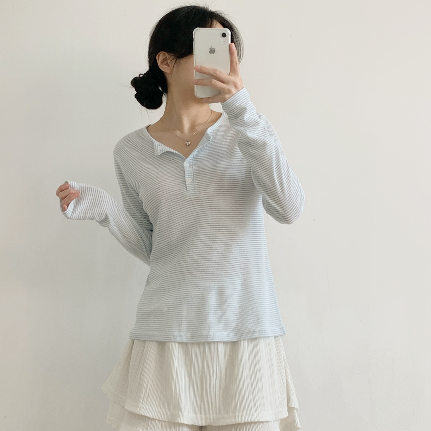 ハーフボタンボーダーリブTシャツ | 詳細画像6