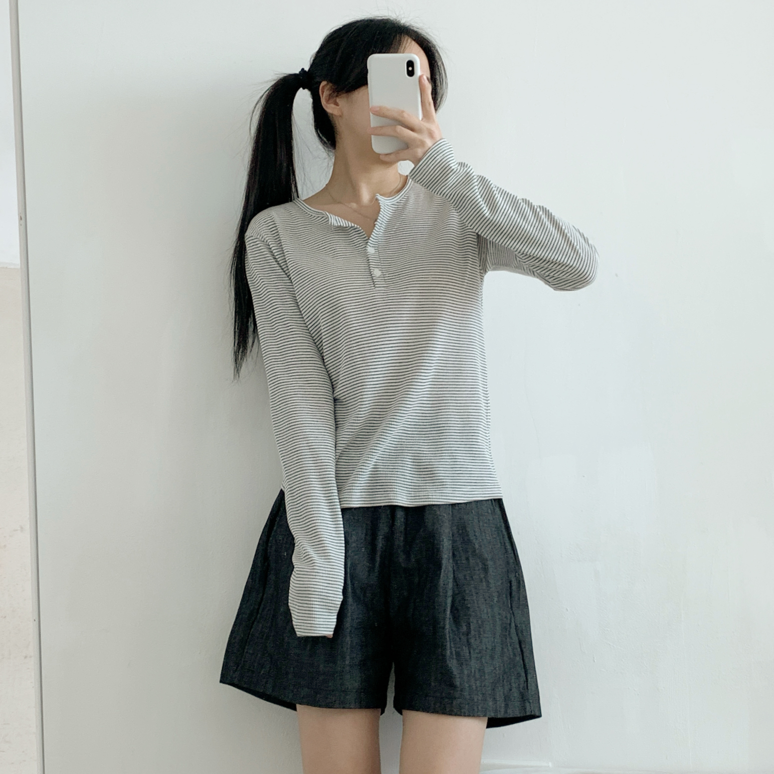 ハーフボタンボーダーリブTシャツ | 詳細画像12