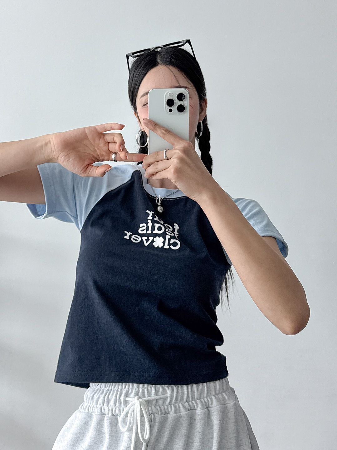 クローバーレタリング配色ラグラン半袖Tシャツ | 詳細画像4