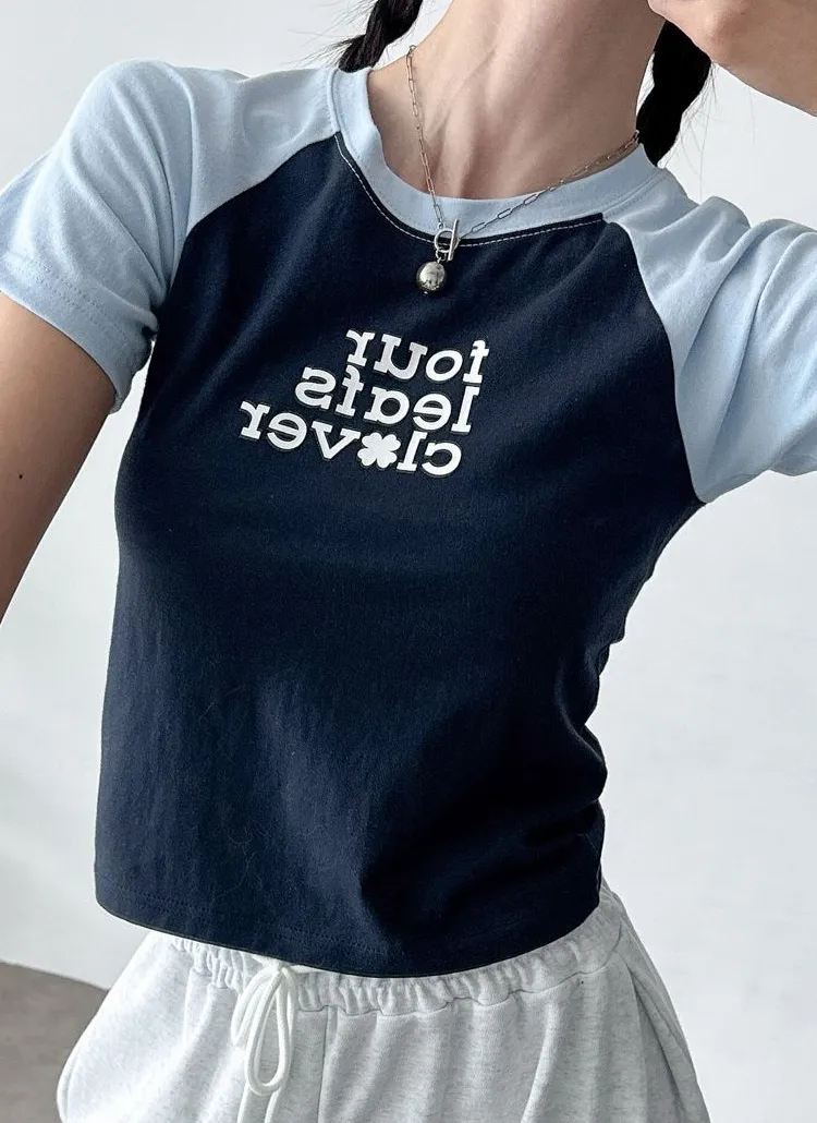 クローバーレタリング配色ラグラン半袖Tシャツ | 詳細画像1