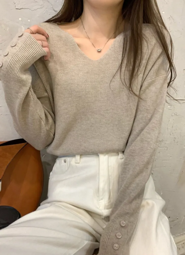 Vネックカフスボタンニット | KEECHEL | 詳細画像1