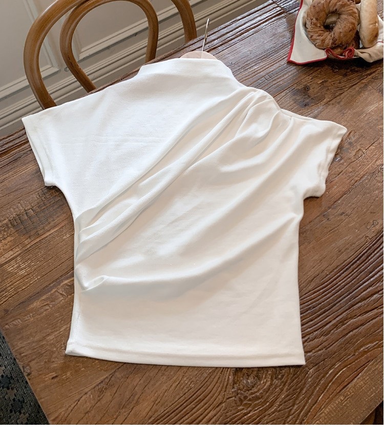 モックネックドレープフレンチスリーブTシャツ | 詳細画像21