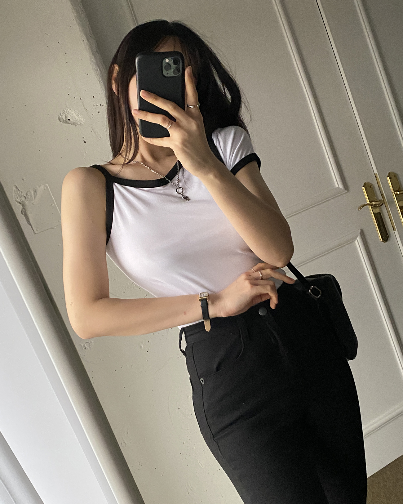 ワンショルダー配色半袖Tシャツ | 詳細画像9