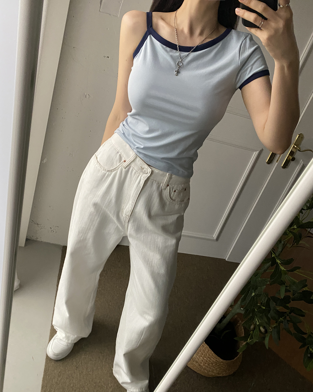 ワンショルダー配色半袖Tシャツ | 詳細画像14