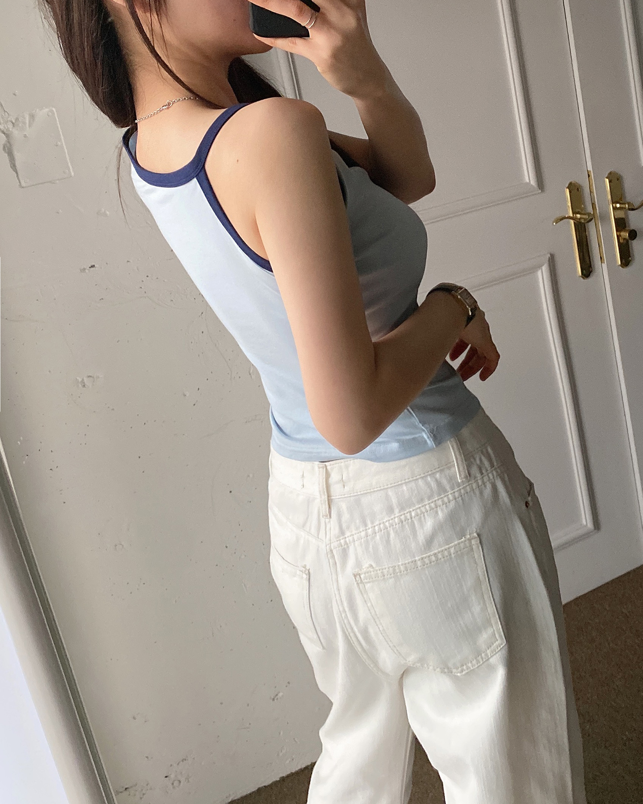 ワンショルダー配色半袖Tシャツ | 詳細画像15