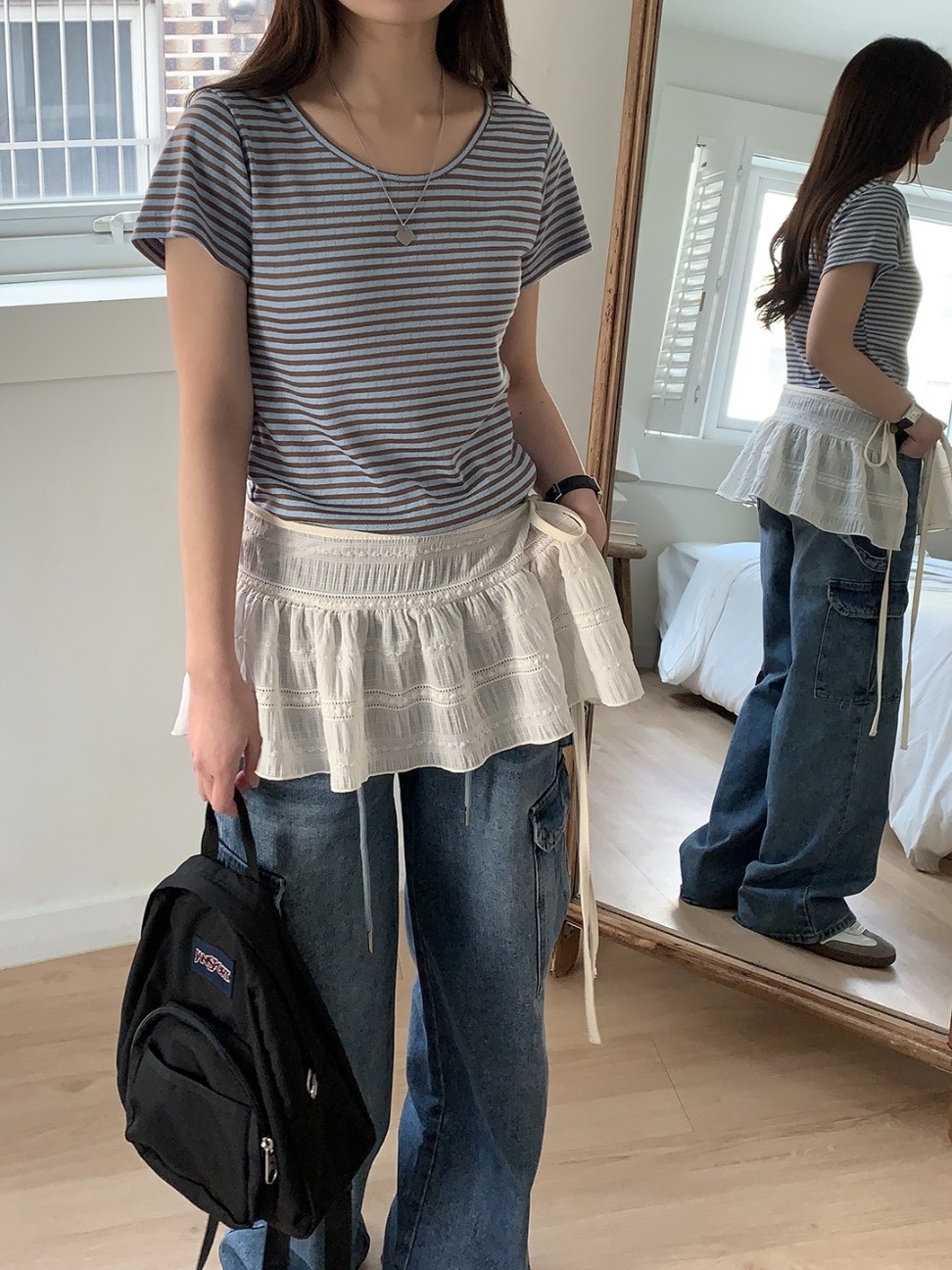 パンチング配色ボーダー半袖Tシャツ | 詳細画像14