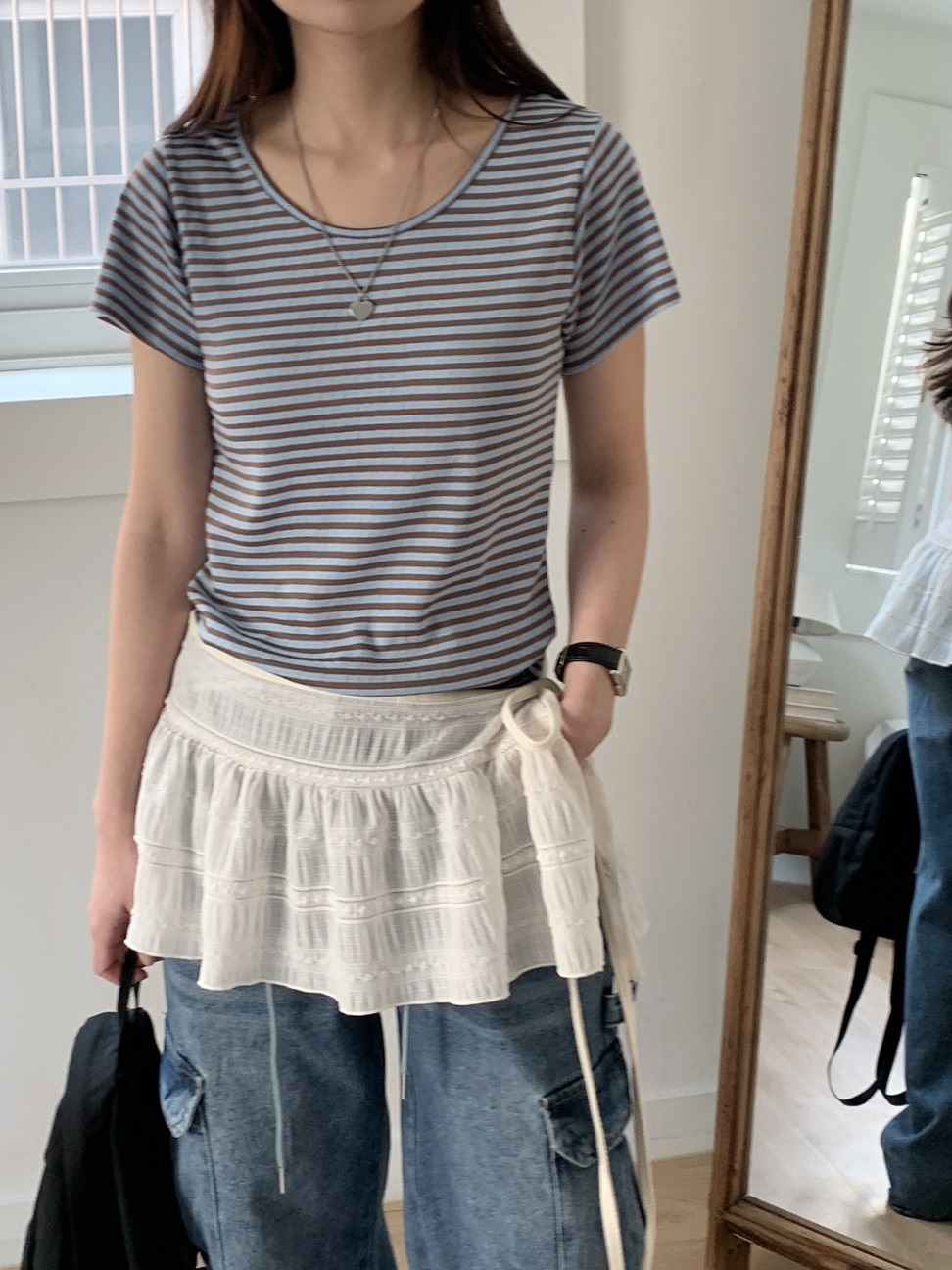 パンチング配色ボーダー半袖Tシャツ | 詳細画像15
