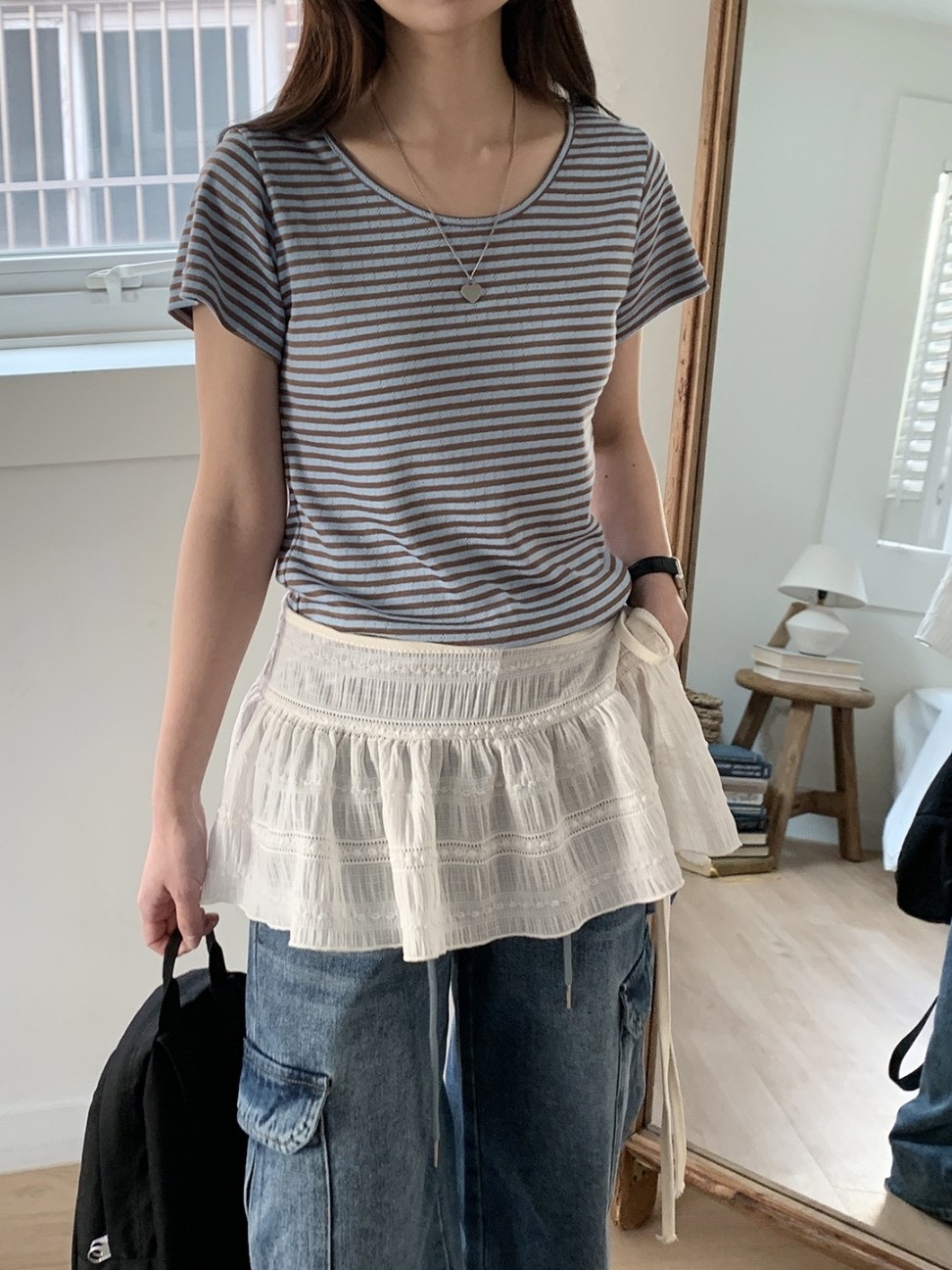 パンチング配色ボーダー半袖Tシャツ | 詳細画像16