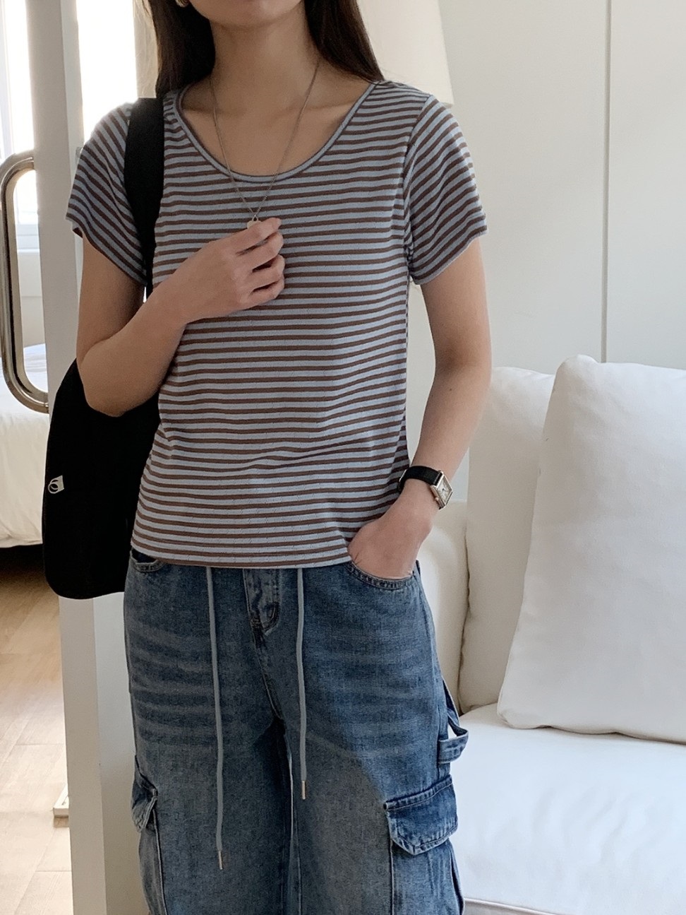 パンチング配色ボーダー半袖Tシャツ | 詳細画像29