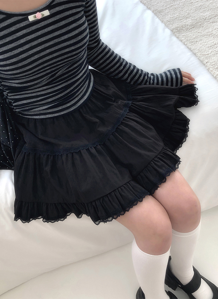 パンツ裏地レースティアードミニスカート | レディース