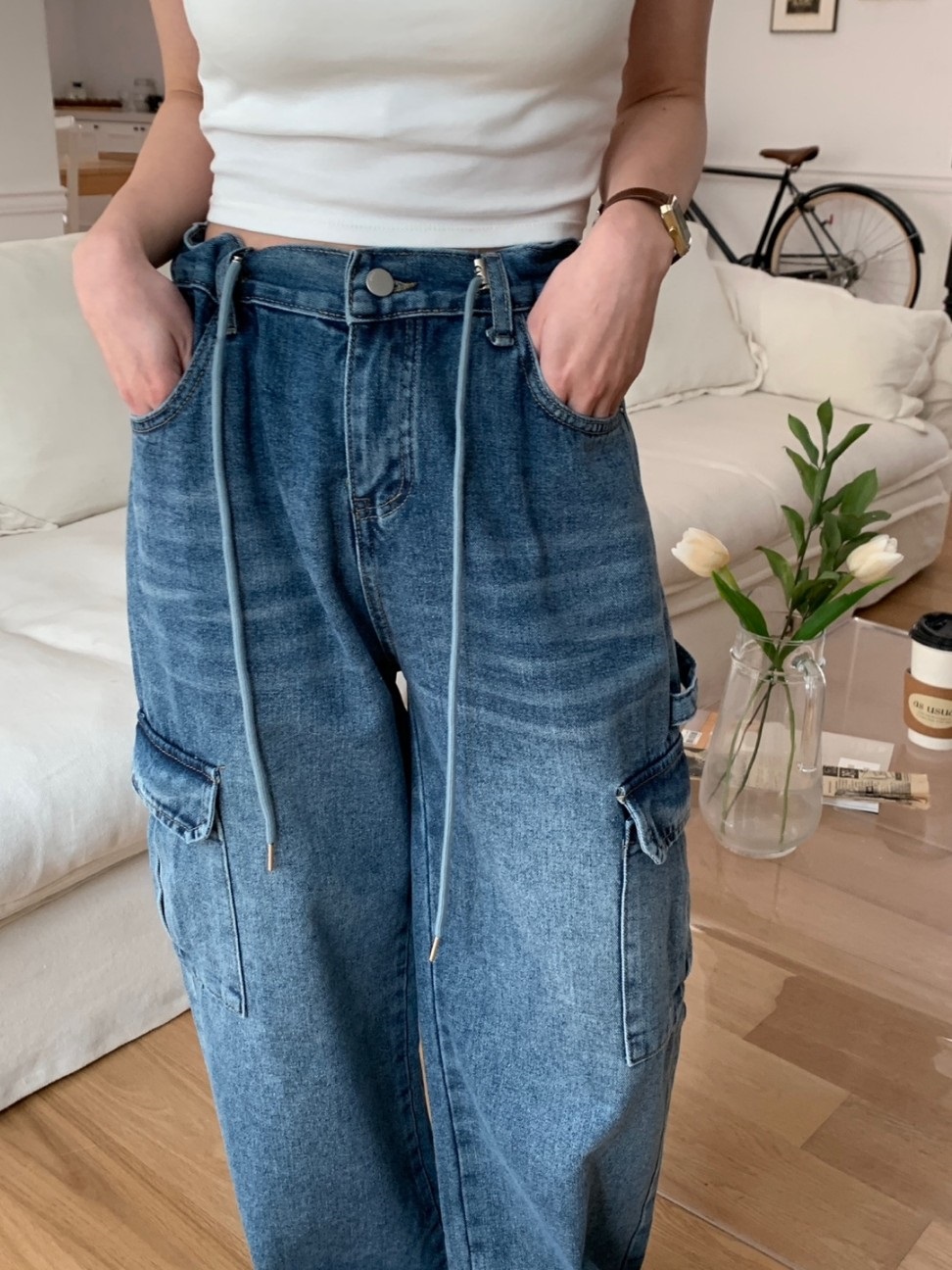 ドローストリングカーゴデニムパンツ | 詳細画像5