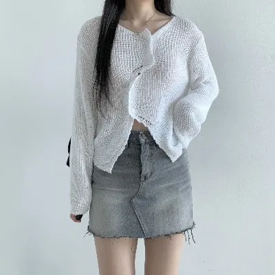 アンバランスボタンミドルゲージカーディガン | 詳細画像1