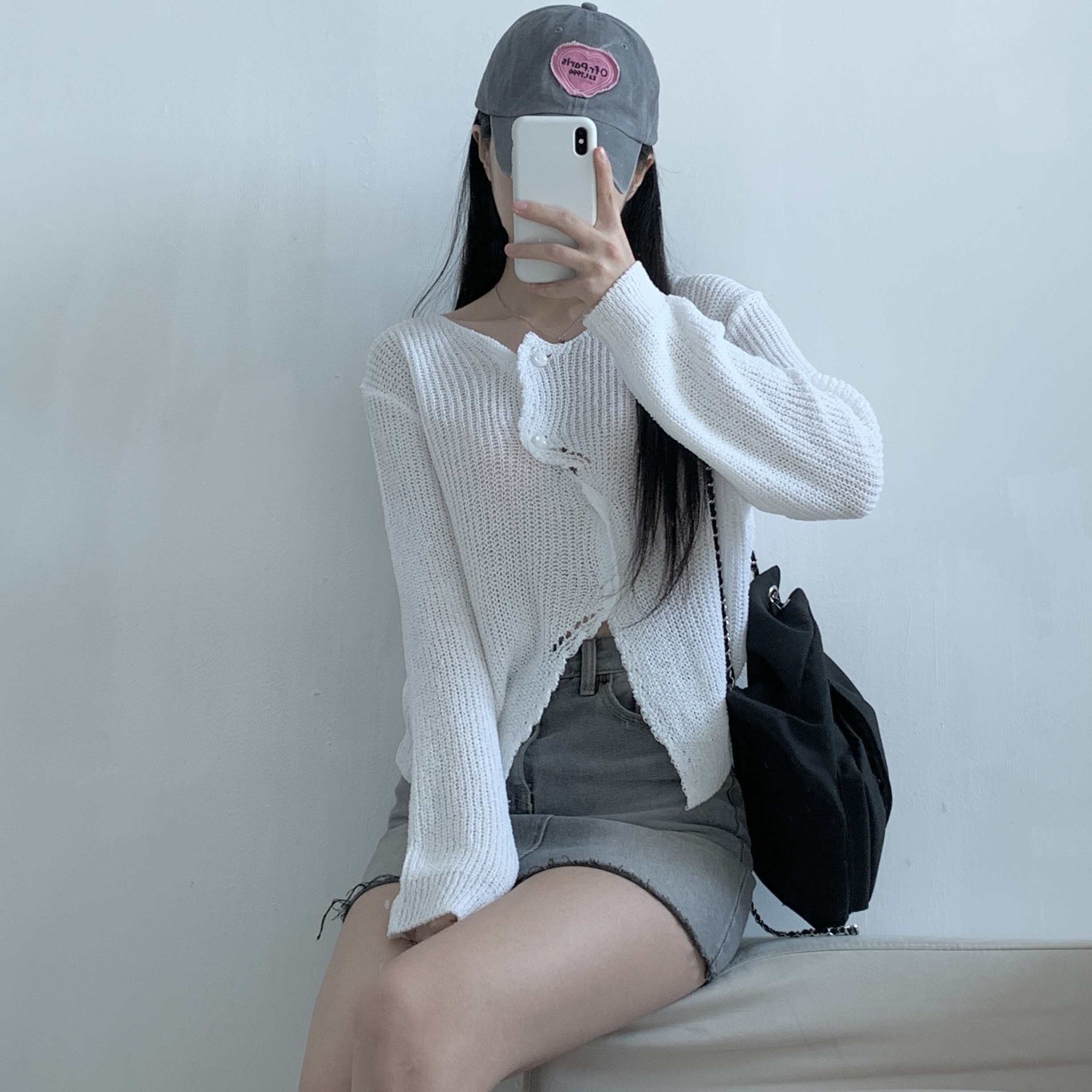 アンバランスボタンミドルゲージカーディガン | 詳細画像7