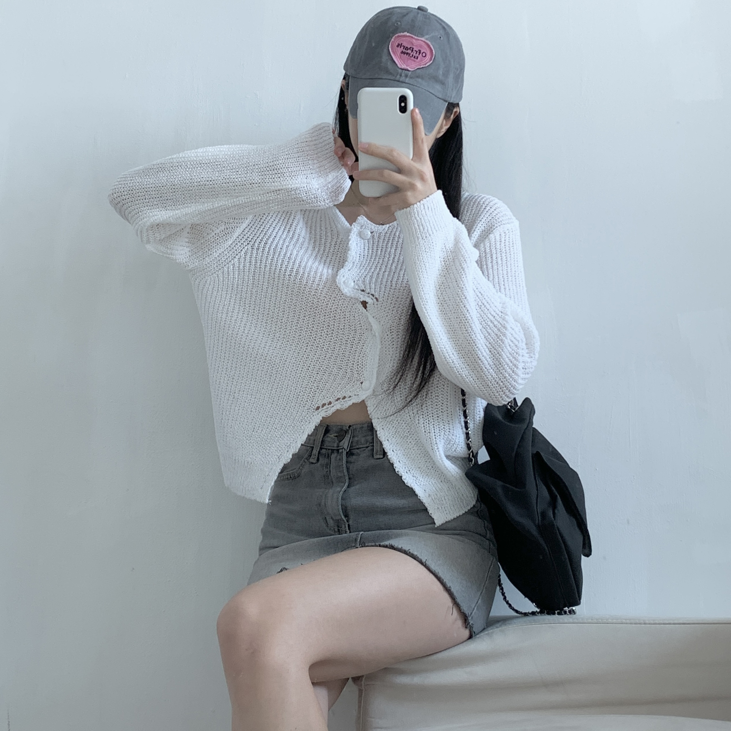 アンバランスボタンミドルゲージカーディガン | 詳細画像10