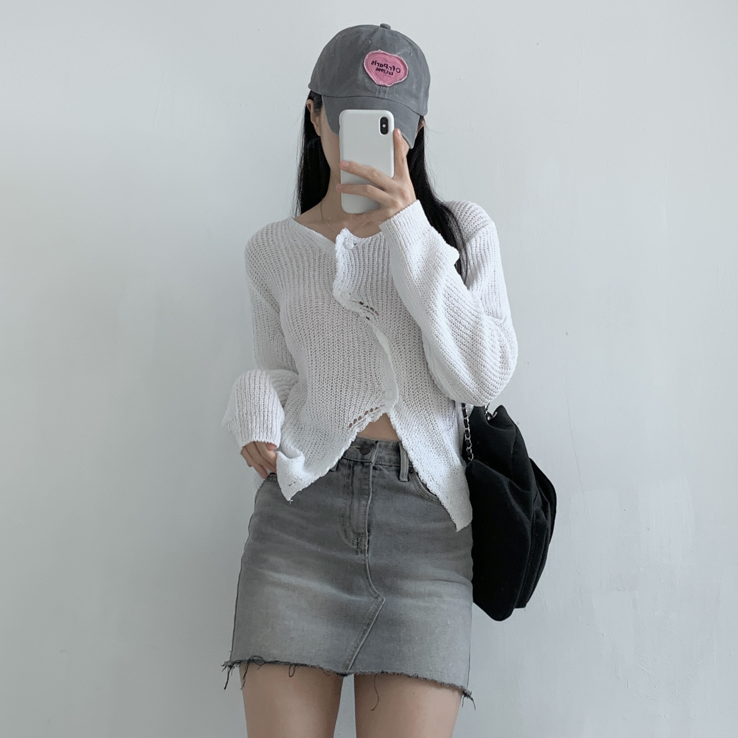 アンバランスボタンミドルゲージカーディガン | 詳細画像12