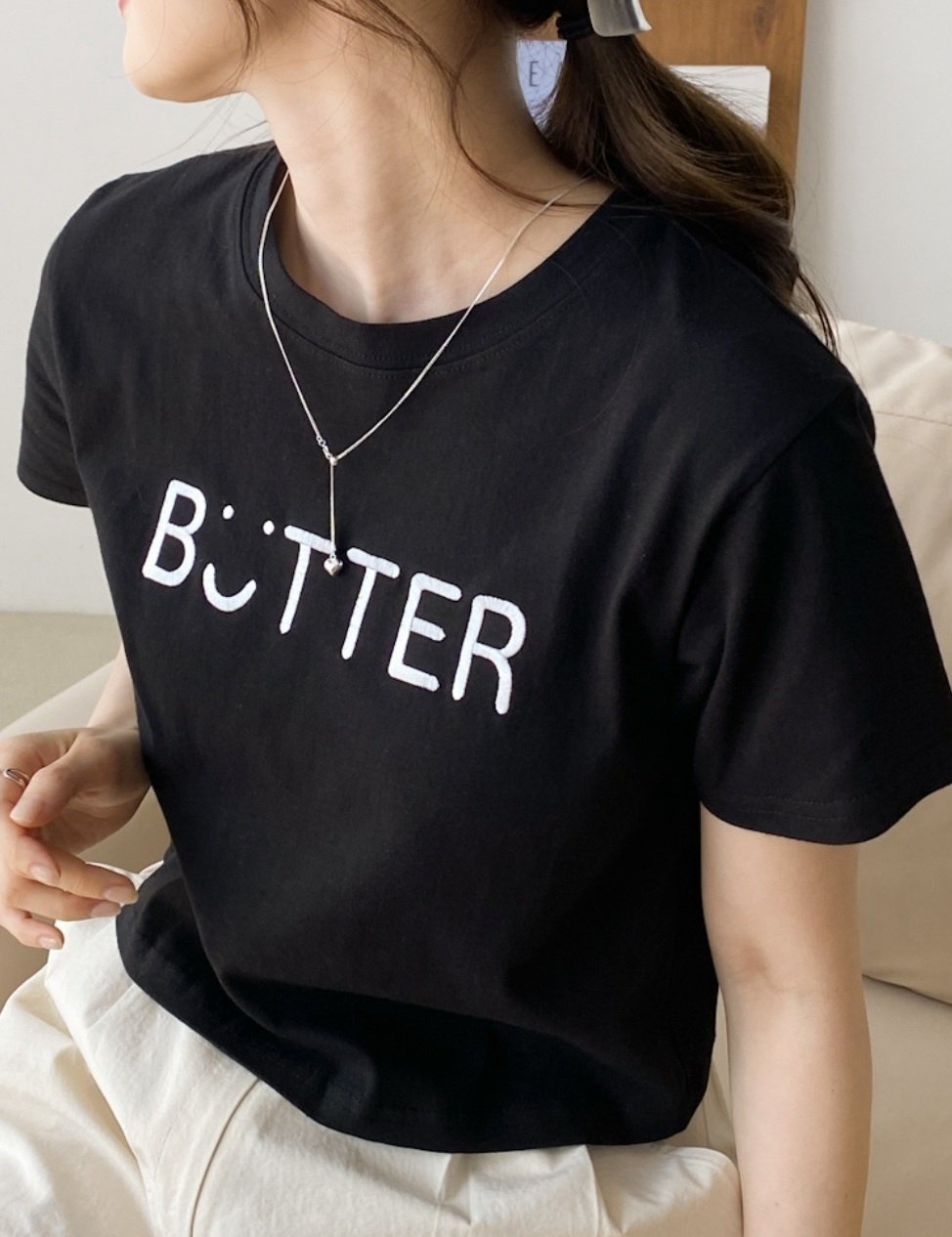 BUTTERスマイル刺繍クロップド半袖Tシャツ | 詳細画像11