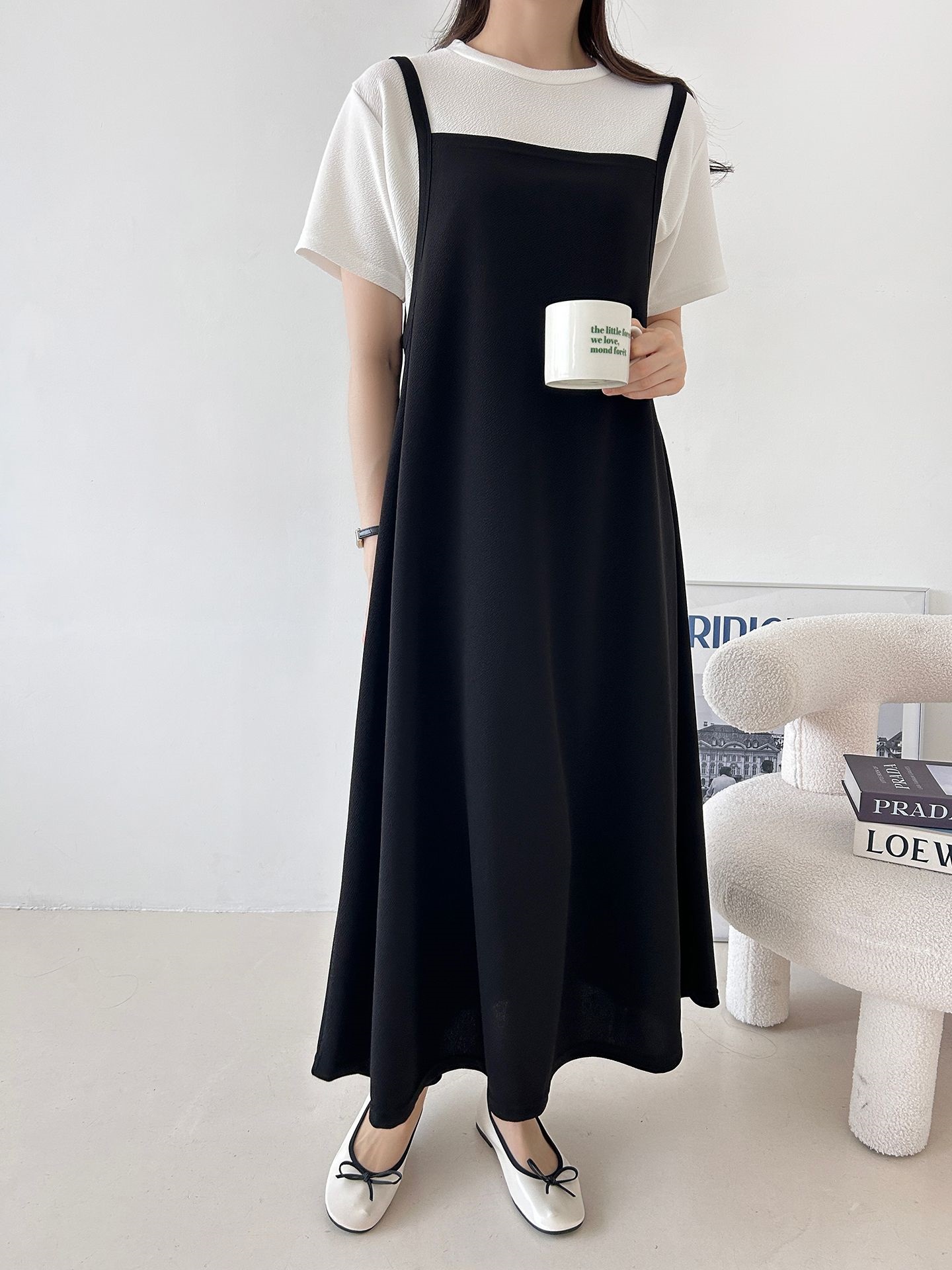 リンクル半袖Tシャツ&スクエアネックキャミワンピースSET | 詳細画像2