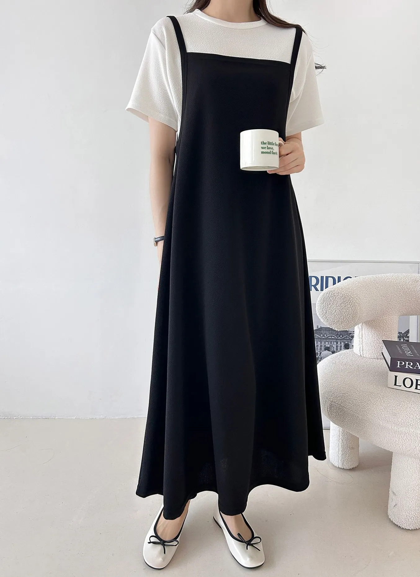 リンクル半袖Tシャツ&スクエアネックキャミワンピースSET | 詳細画像1
