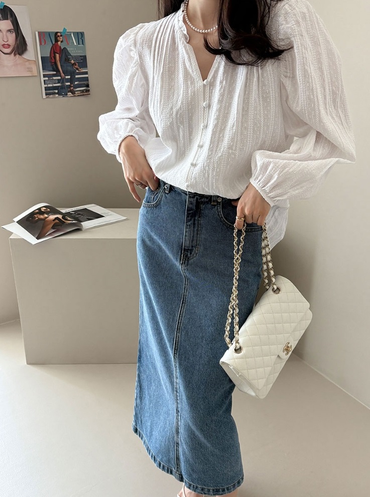 くるみボタンフリルネックピンタックレースブラウス | 詳細画像16
