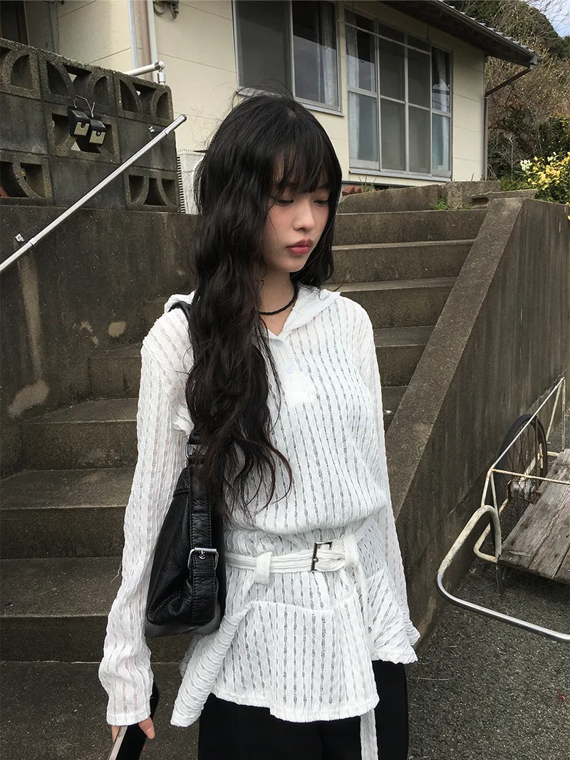 ベルト付パンチングフードワンピース | anyonemore | 詳細画像1