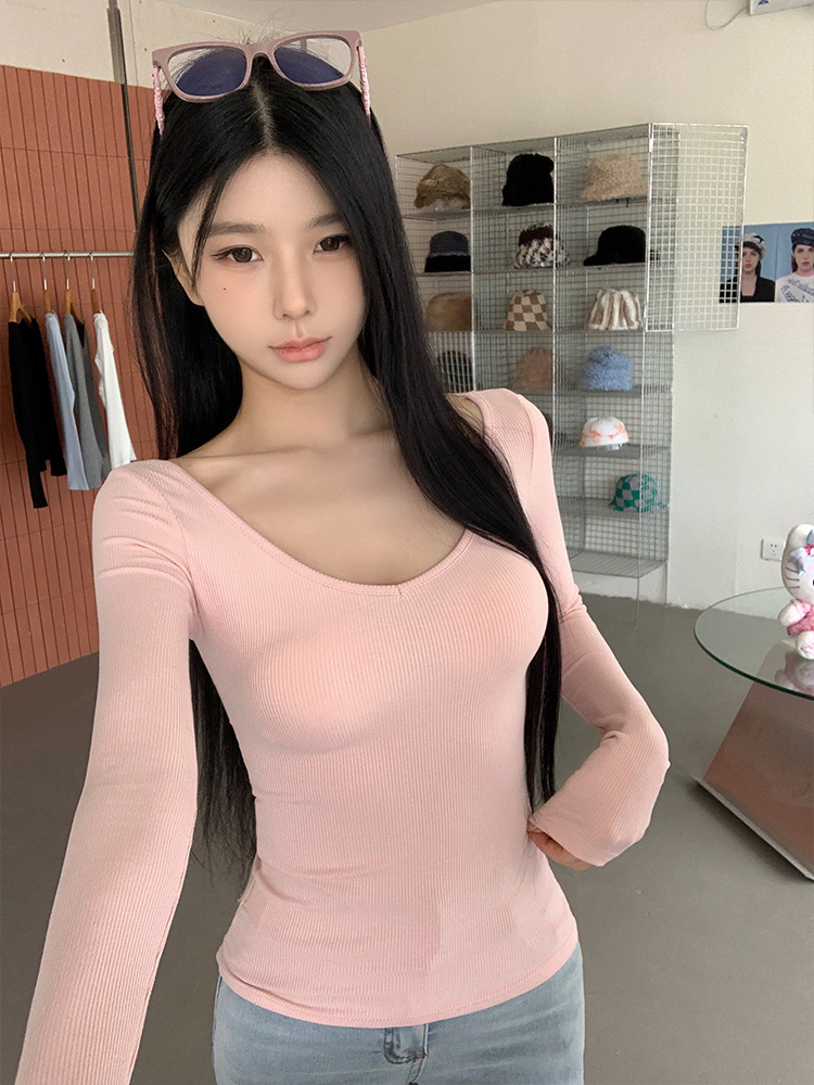 ワイドVネックスリムリブTシャツ | 詳細画像15