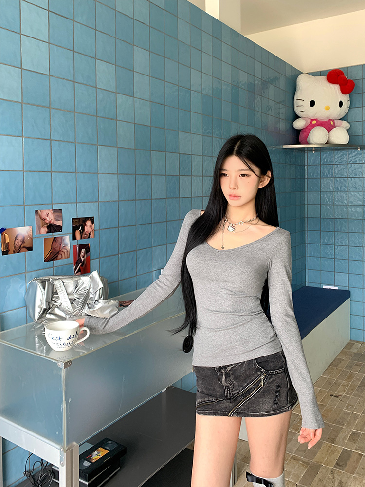 ワイドVネックスリムリブTシャツ | 詳細画像18